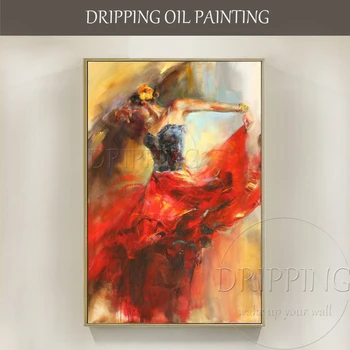 Aukštos Kokybės Sienų Dekoras Menininko Ranka-dažytos Impresionistų Ispanijos Flamenko Šokių Naftos Tapyba ant Drobės Ryškus Šokėja Tapyba