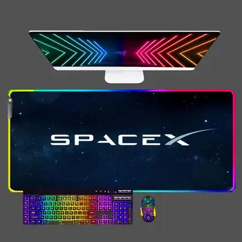 SpaceX RGB Pelės Mygtukai Didelis XXL 900x400 Greitis Kompiuterio, Nešiojamojo kompiuterio Klaviatūra LED Gumos Stalo Padas Žaidimas Priedai, Pelės Padas CS GO LOL